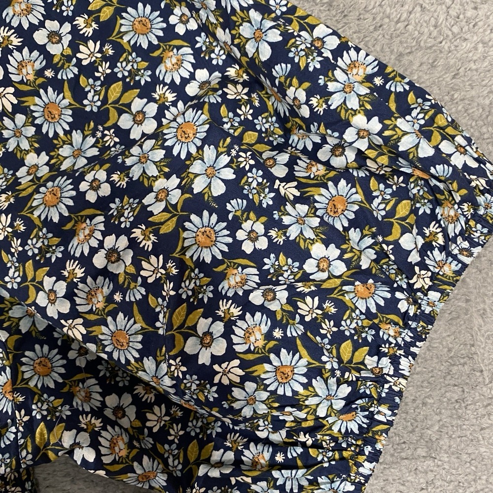 Old Navy Floral Smocked Top Size 3X Blue Ruched Artsy Peasant NWT - Picture 7 of 11